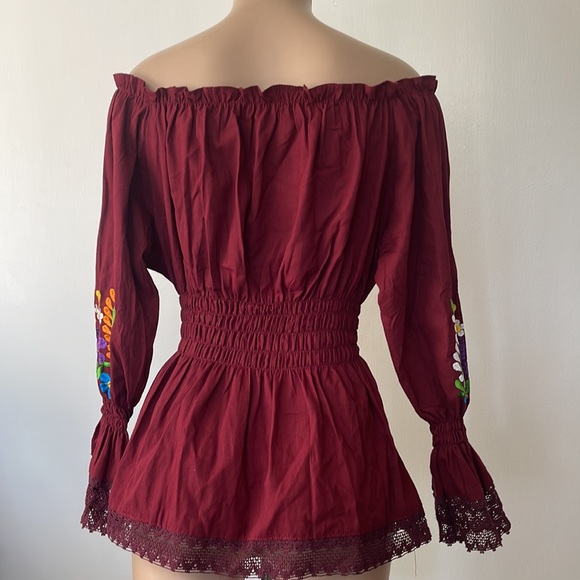 Matices. Multi color embroidered long sleeve MEXICAN  blouse , Size M - Picture 5 of 9